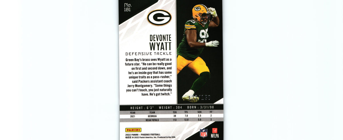 Devonte Wyatt 2022 RED LAZER Phoenix #181 /150 RC