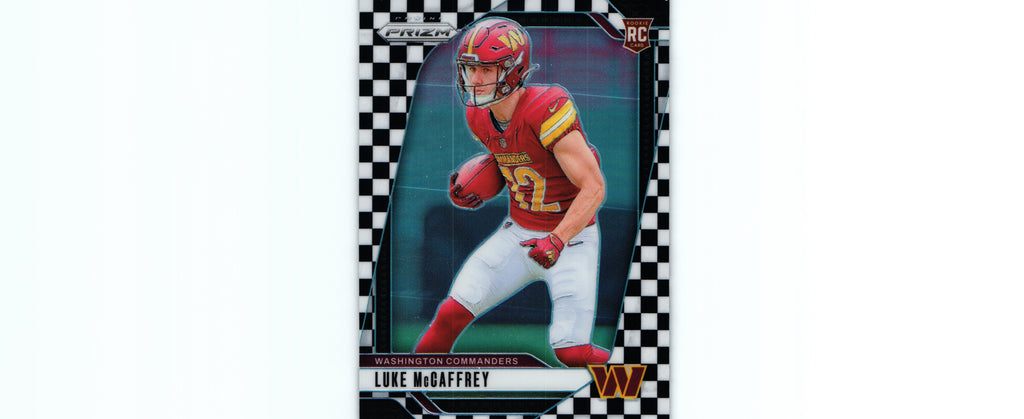 Luke McCaffrey 2024 BLACK&WHITE CHECKER Prizm #367 RC