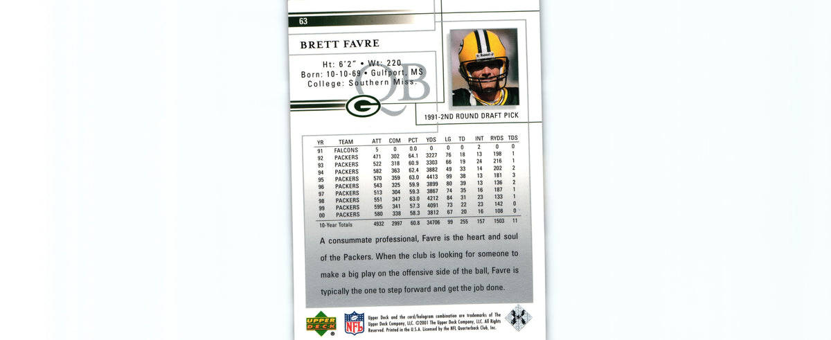 Brett Favre 2001 Upper Deck #63