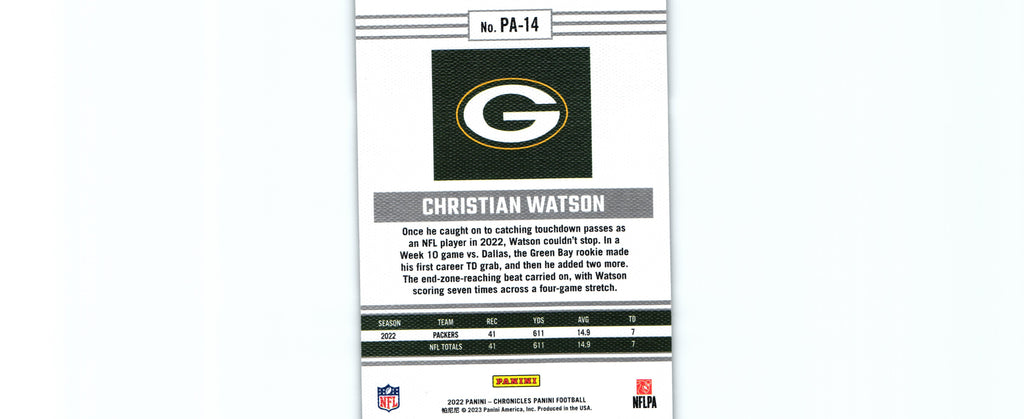 Christian Watson 2022 Chronicles PA-14 RC