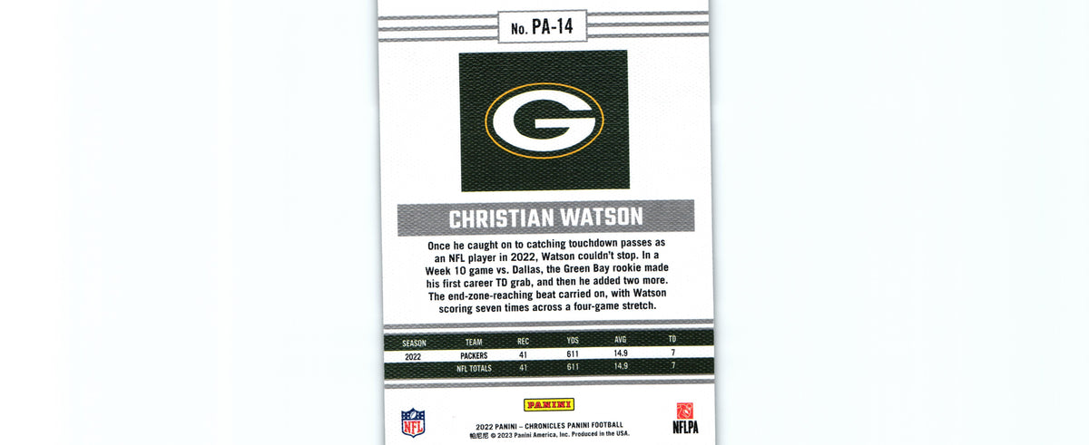 Christian Watson 2022 Chronicles PA-14 RC