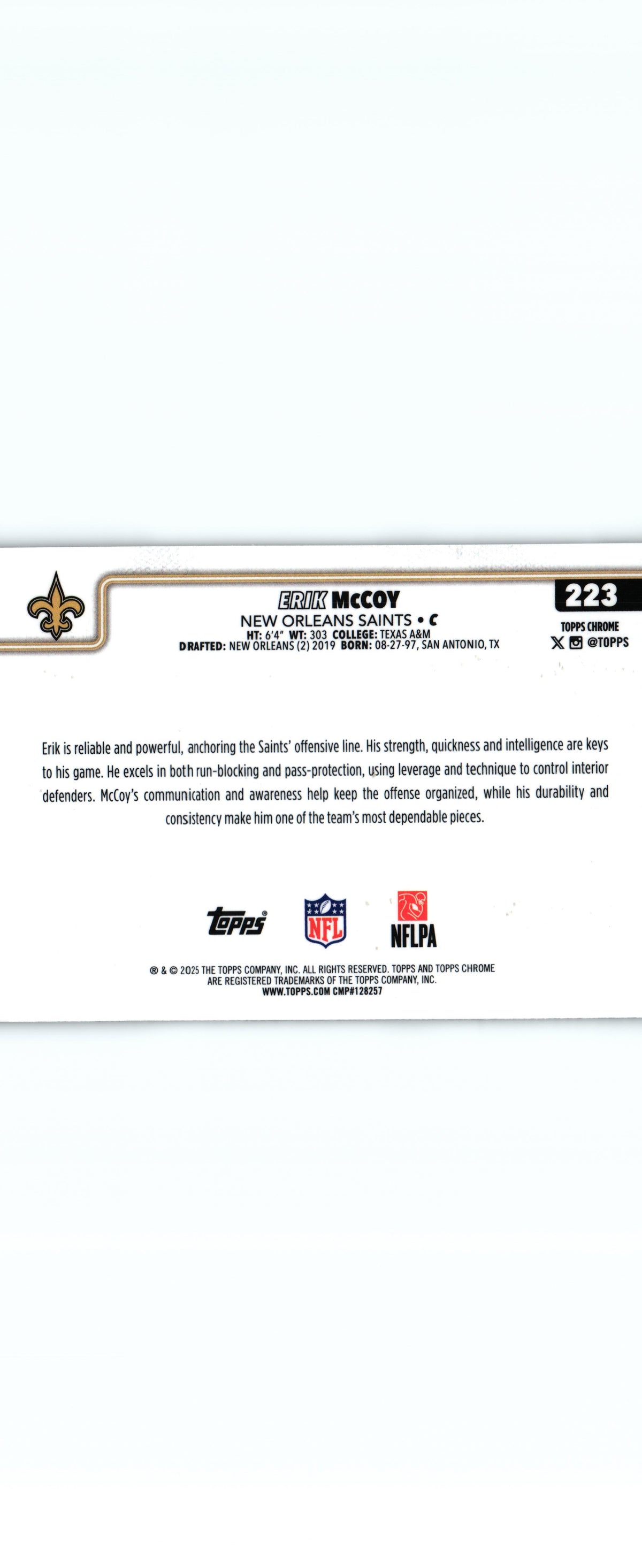 Erik McCoy 2025 LEATHER Topps #223
