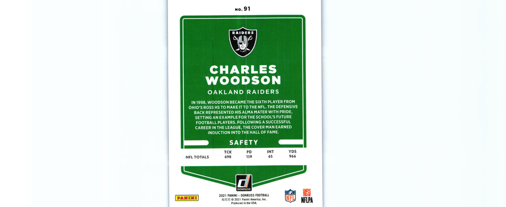 Charles Woodson 2021 PRESS PROOF BLUE Donruss #91