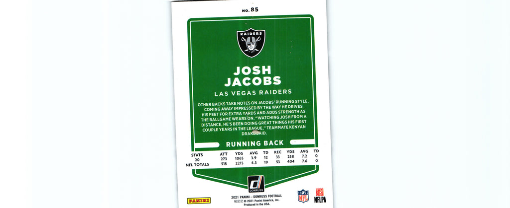 Josh Jacobs 2021 VARIATION Donruss #85.2