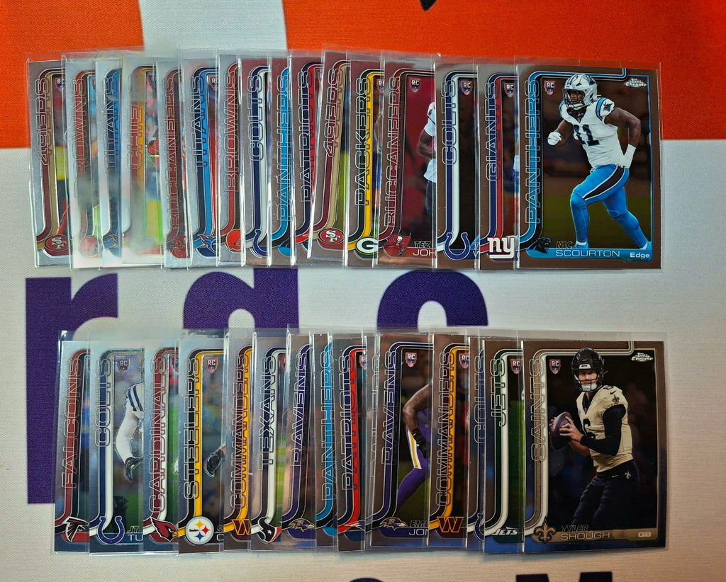 154x 2025 Topps Chrome Base Set inkl.31 RC, keine Doppelten