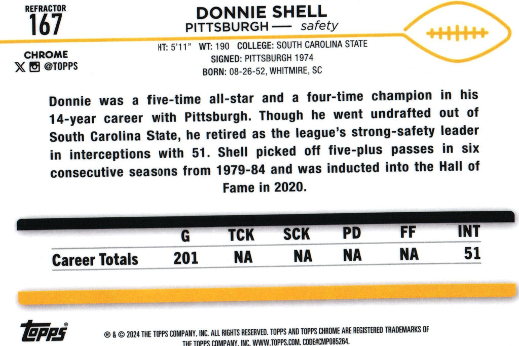 Donnie Shell 2024 REFRACTOR Topps #167