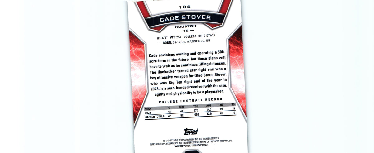 Cade Stover 2024 SKY PINK&BLUE Topps #136
