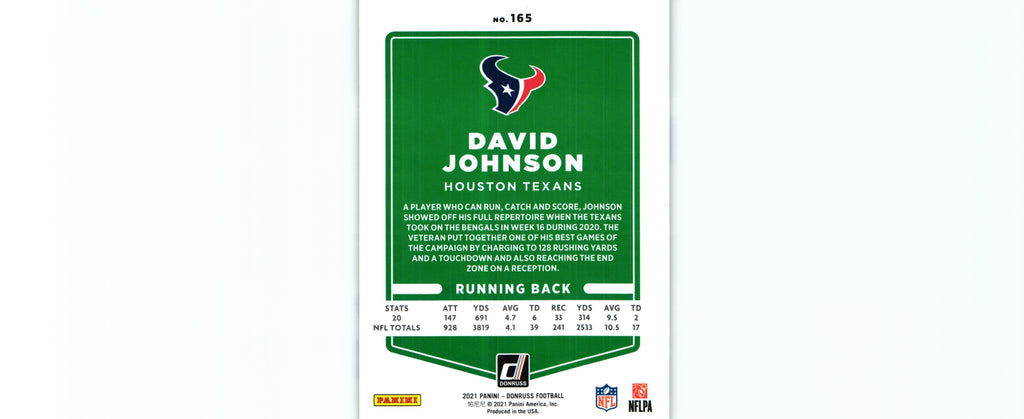 David Johnson 2021 PRESS PROOF YELLOW Donruss #165