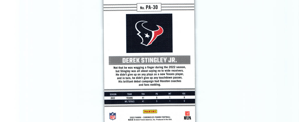 Derek Stingley 2022 Chronicles PA-30 RC