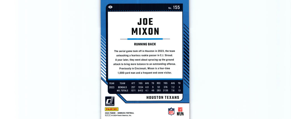 Joe Mixon 2024 PRESS PROOF RED Donruss #155