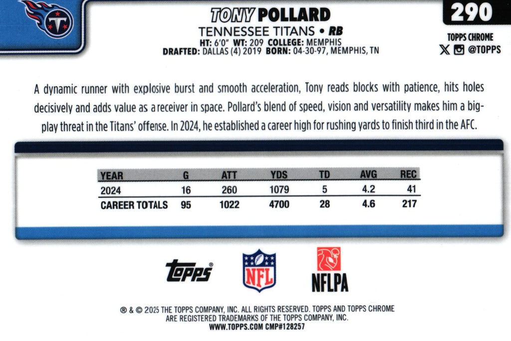 Tony Pollard 2025 PULSAR Topps #290