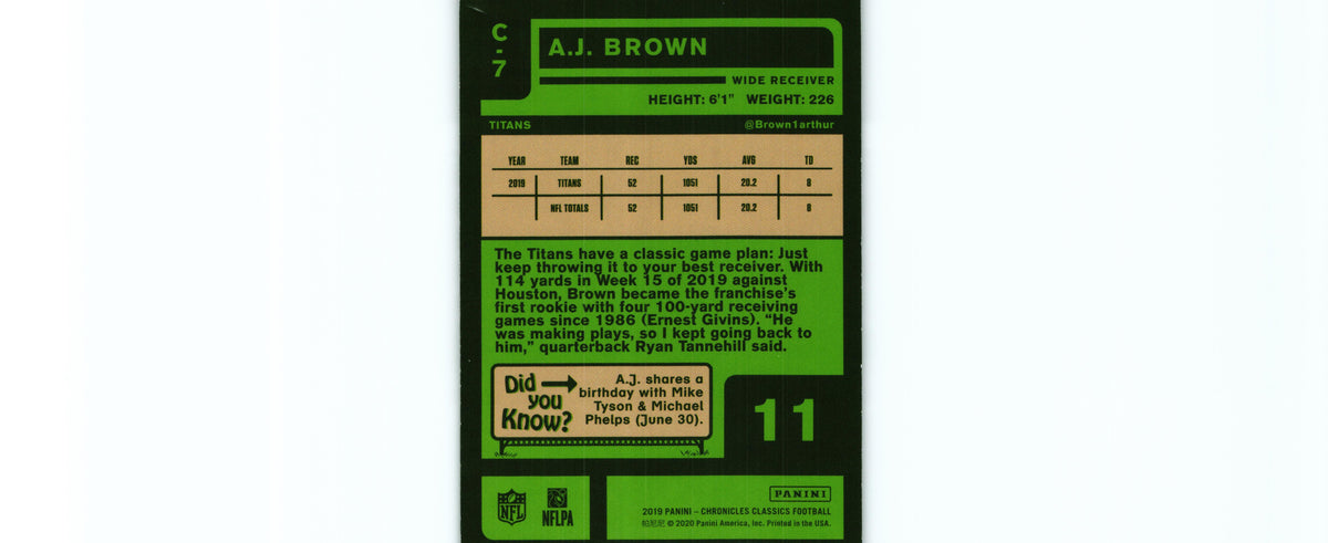 A.J. Brown 2019 Chronicles C-7 RC