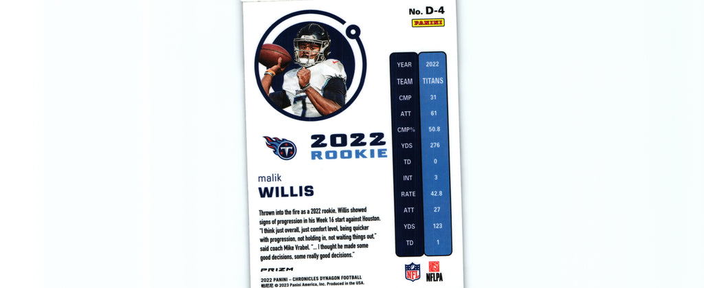 Malik Willis 2022 SILVER Chronicles D-4 RC